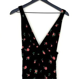 ASOS Black V-Neck Sleeveless Maxi Dress with Red Floral Pattern Women’s Size 10